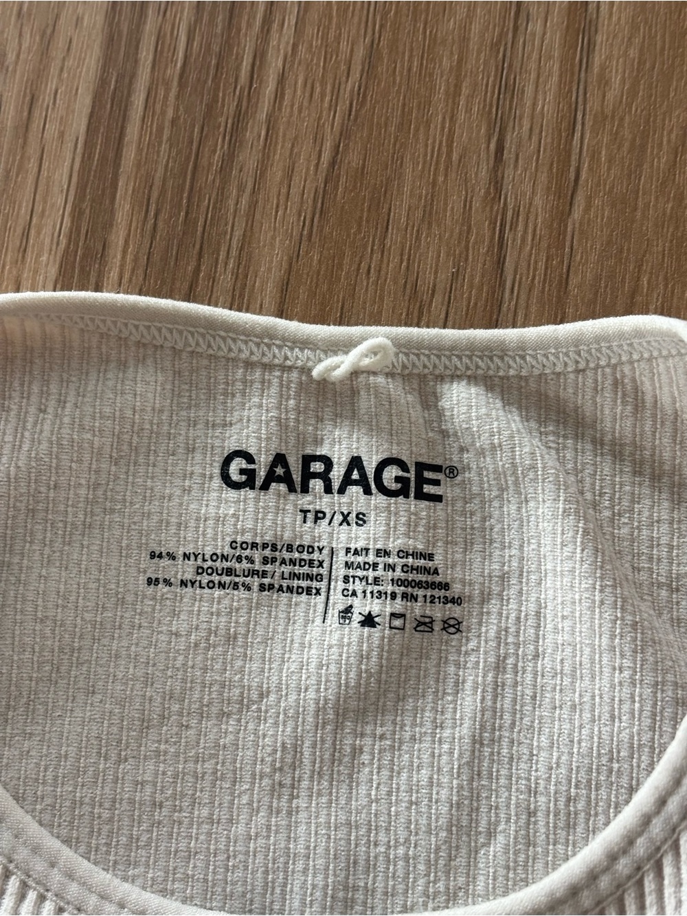 Garage Ribbed Crop Tank Top – Cream - Picture 4 of 4